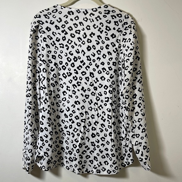 NWT Loft Mixed Media Leopard Print Blouse (Black and White) - Picture 2 of 4